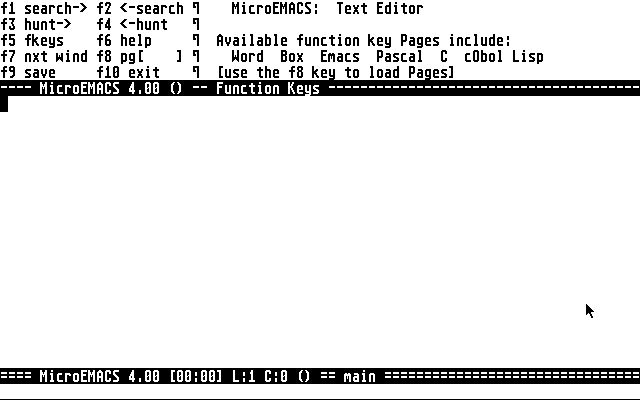MicroEmacs atari screenshot